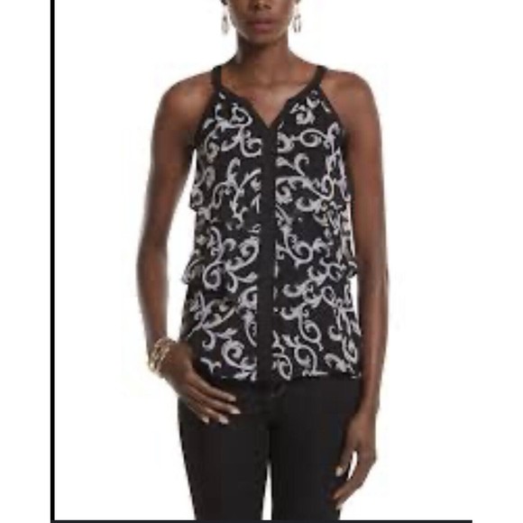 White House Black Market Tops - White House Black‎ Market Sleeveless Tiered Chiffon Ruffle Blouse Lined  Sz S